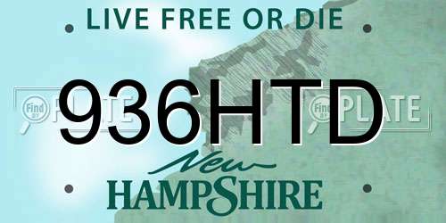 936HTD New Hampshire License Plate