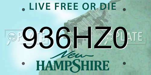 936HZ0 New Hampshire License Plate