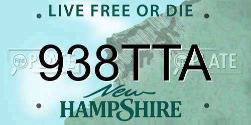 938TTA New Hampshire License Plate