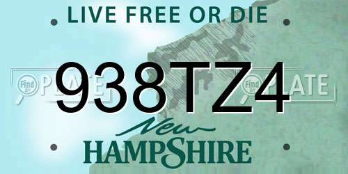 938TZ4 New Hampshire License Plate