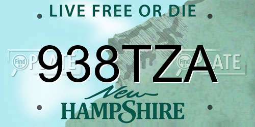 938TZA New Hampshire License Plate