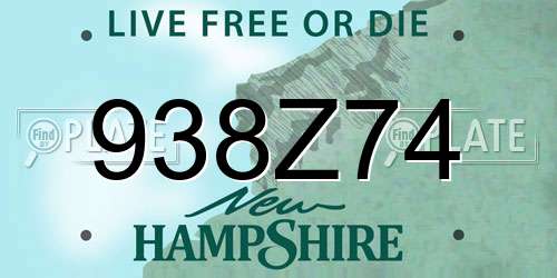 938Z74 New Hampshire License Plate