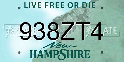 938ZT4 New Hampshire License Plate