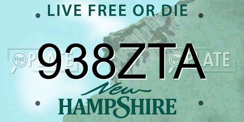 938ZTA New Hampshire License Plate