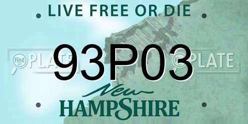 93P03 New Hampshire License Plate