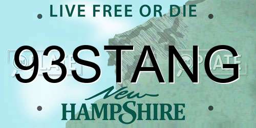93STANG New Hampshire License Plate