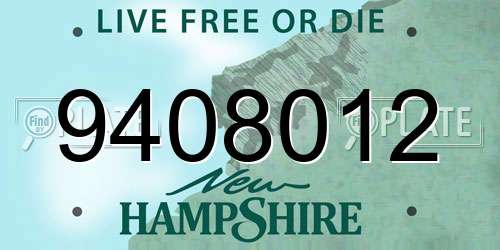 9408012 New Hampshire License Plate