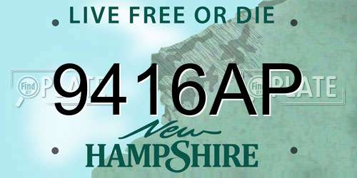 9416AP New Hampshire License Plate