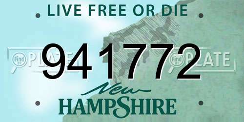941772 New Hampshire License Plate