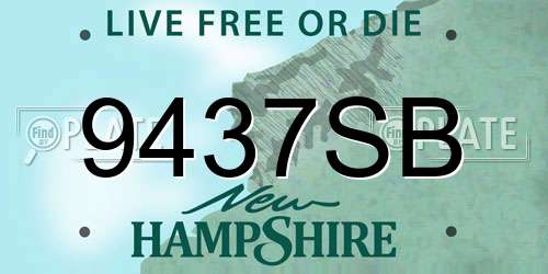 9437SB New Hampshire License Plate