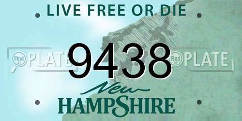 9438 New Hampshire License Plate