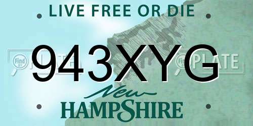 943XYG New Hampshire License Plate