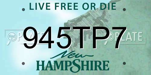 945TP7 New Hampshire License Plate