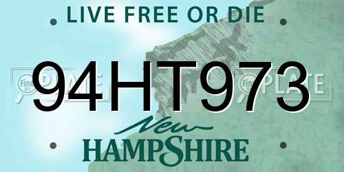 94HT973 New Hampshire License Plate
