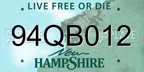 94QB012 New Hampshire License Plate