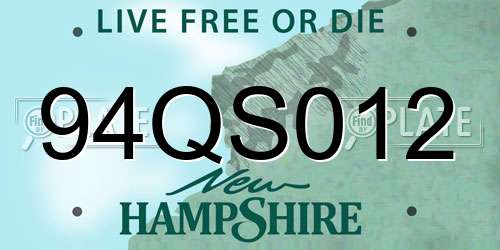 94QS012 New Hampshire License Plate