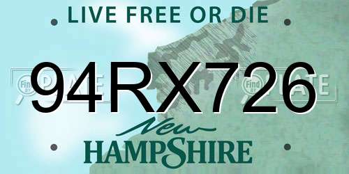 94RX726 New Hampshire License Plate