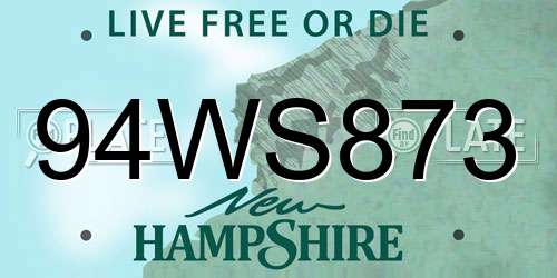 94WS873 New Hampshire License Plate