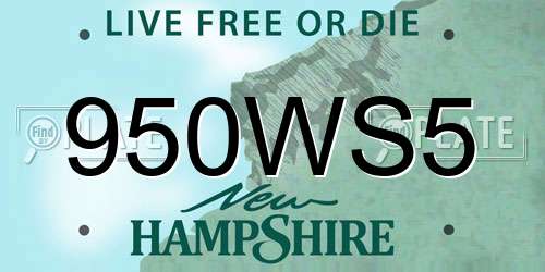 950WS5 New Hampshire License Plate