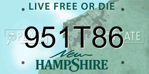 951T86 New Hampshire License Plate