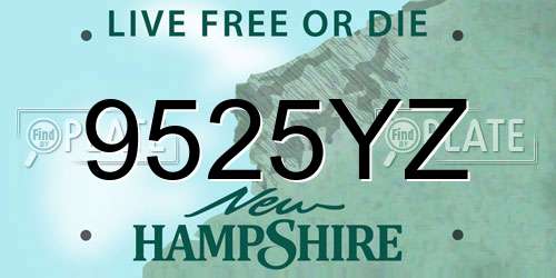 9525YZ New Hampshire License Plate