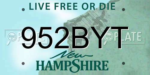 952BYT New Hampshire License Plate