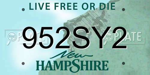 952SY2 New Hampshire License Plate