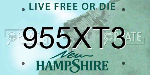955XT3 New Hampshire License Plate