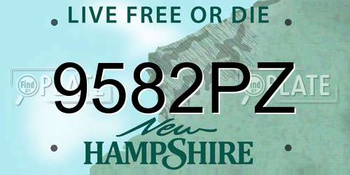 9582PZ New Hampshire License Plate