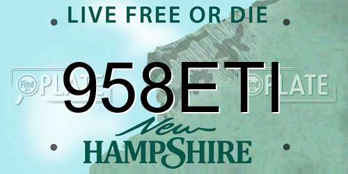 958ETI New Hampshire License Plate