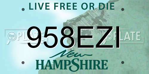 958EZI New Hampshire License Plate