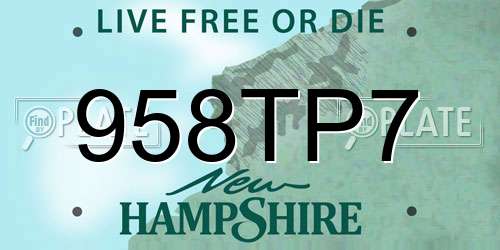958TP7 New Hampshire License Plate