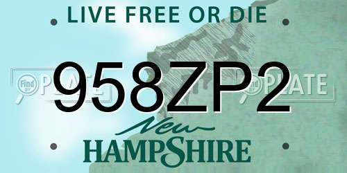 958ZP2 New Hampshire License Plate