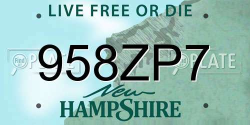 958ZP7 New Hampshire License Plate