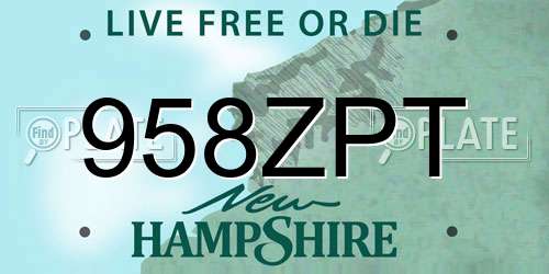 958ZPT New Hampshire License Plate