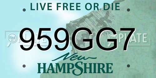 959GG7 New Hampshire License Plate