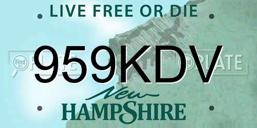 959KDV New Hampshire License Plate