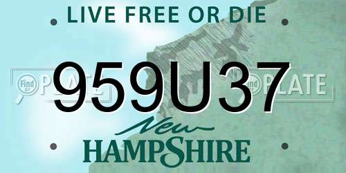 959U37 New Hampshire License Plate