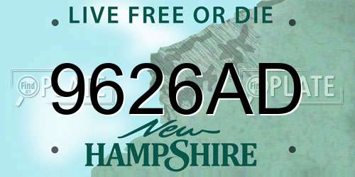 9626AD New Hampshire License Plate