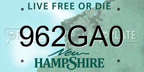 962GA0 New Hampshire License Plate