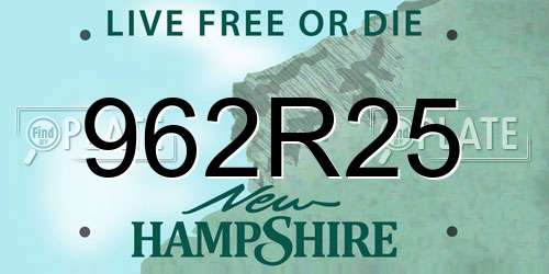 962R25 New Hampshire License Plate