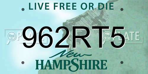 962RT5 New Hampshire License Plate