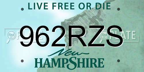 962RZS New Hampshire License Plate