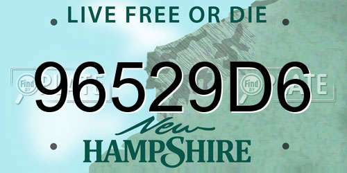 96529D6 New Hampshire License Plate