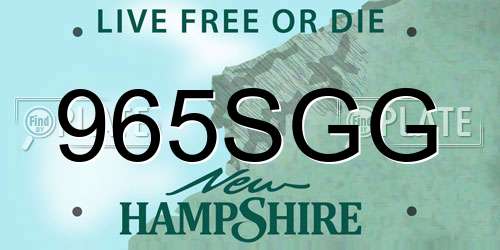 965SGG New Hampshire License Plate