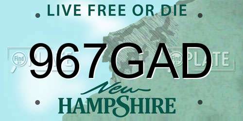 967GAD New Hampshire License Plate