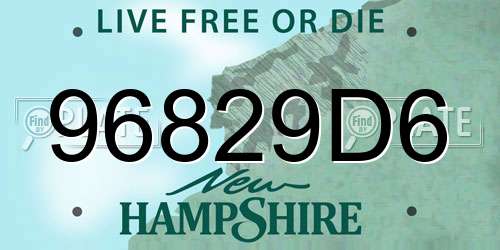 96829D6 New Hampshire License Plate