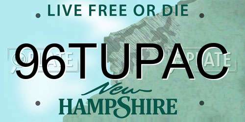 96TUPAC New Hampshire License Plate