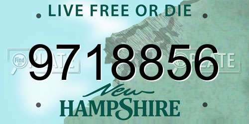 9718856 New Hampshire License Plate