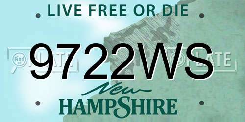 9722WS New Hampshire License Plate